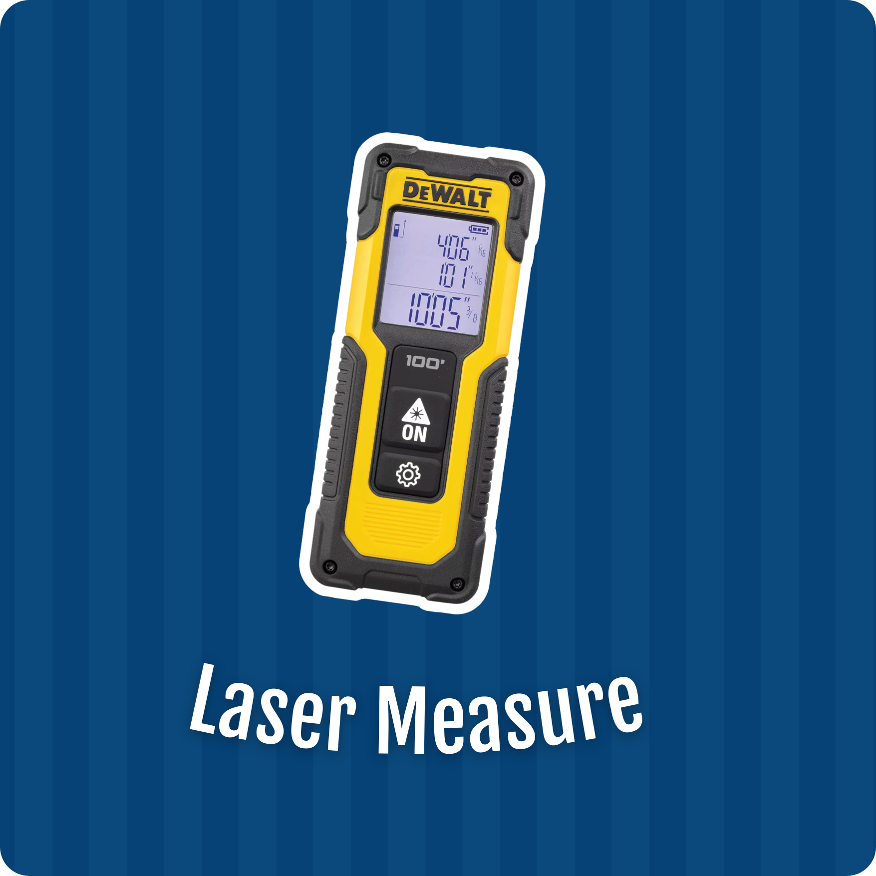 image of a yellow and black laser measure over a blue lined background
